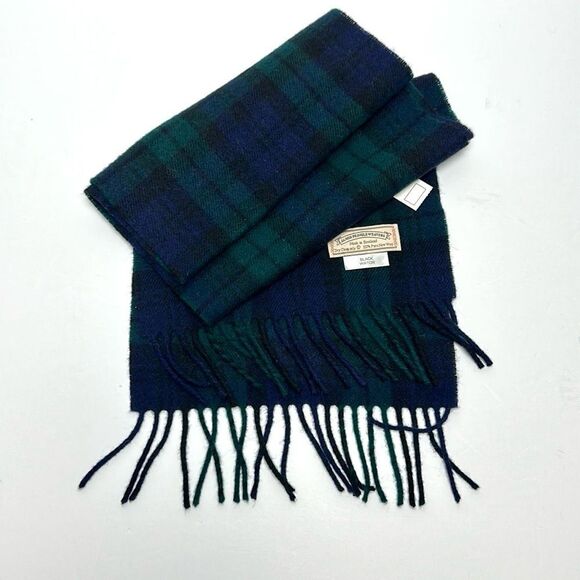 NWT James Pringle Weavers Scarf Pure New Wool Black Watch Tartan Plaid Scotland - Picture 2 of 8